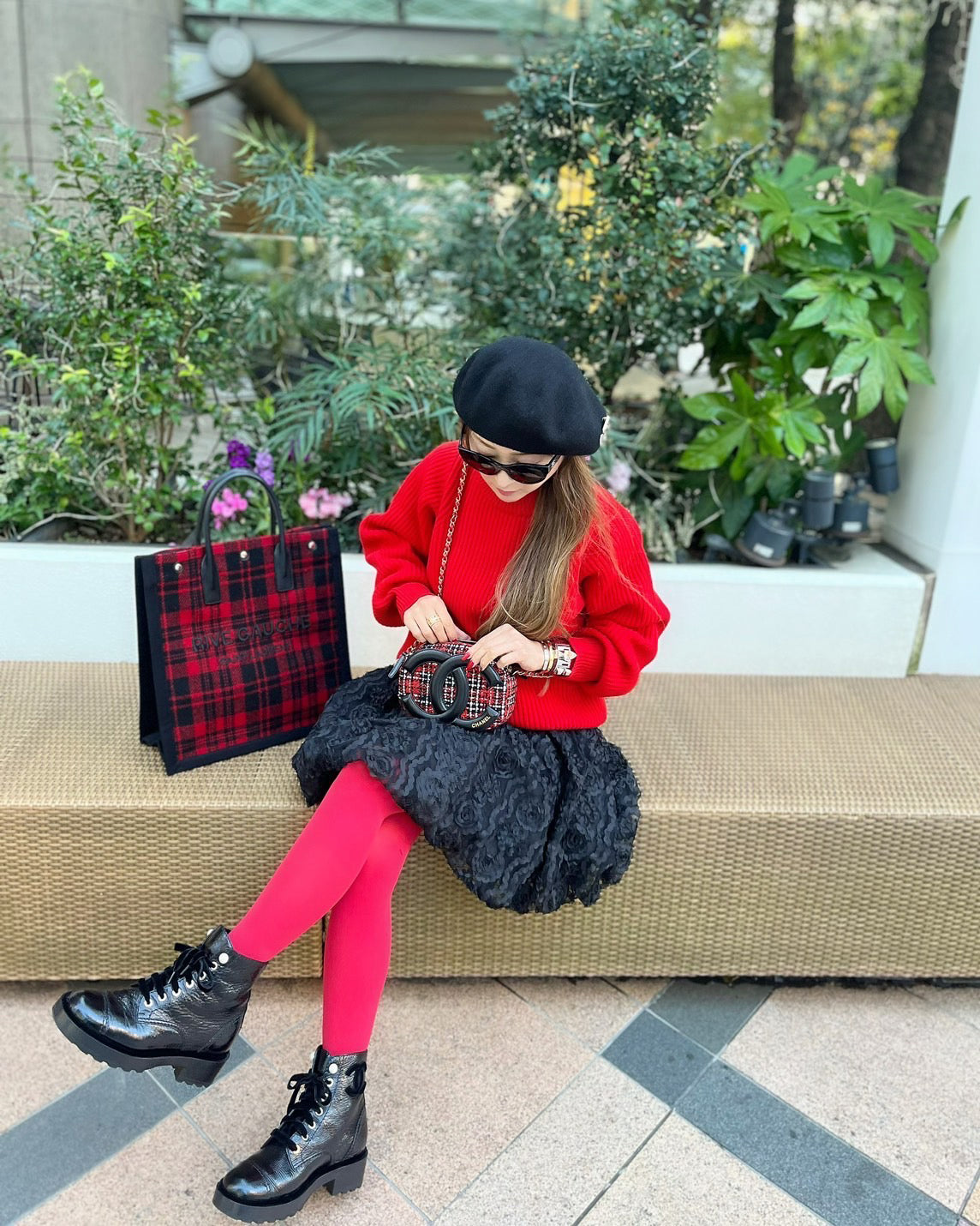 BLACK FLOWER TULLE BALLOON SKIRT