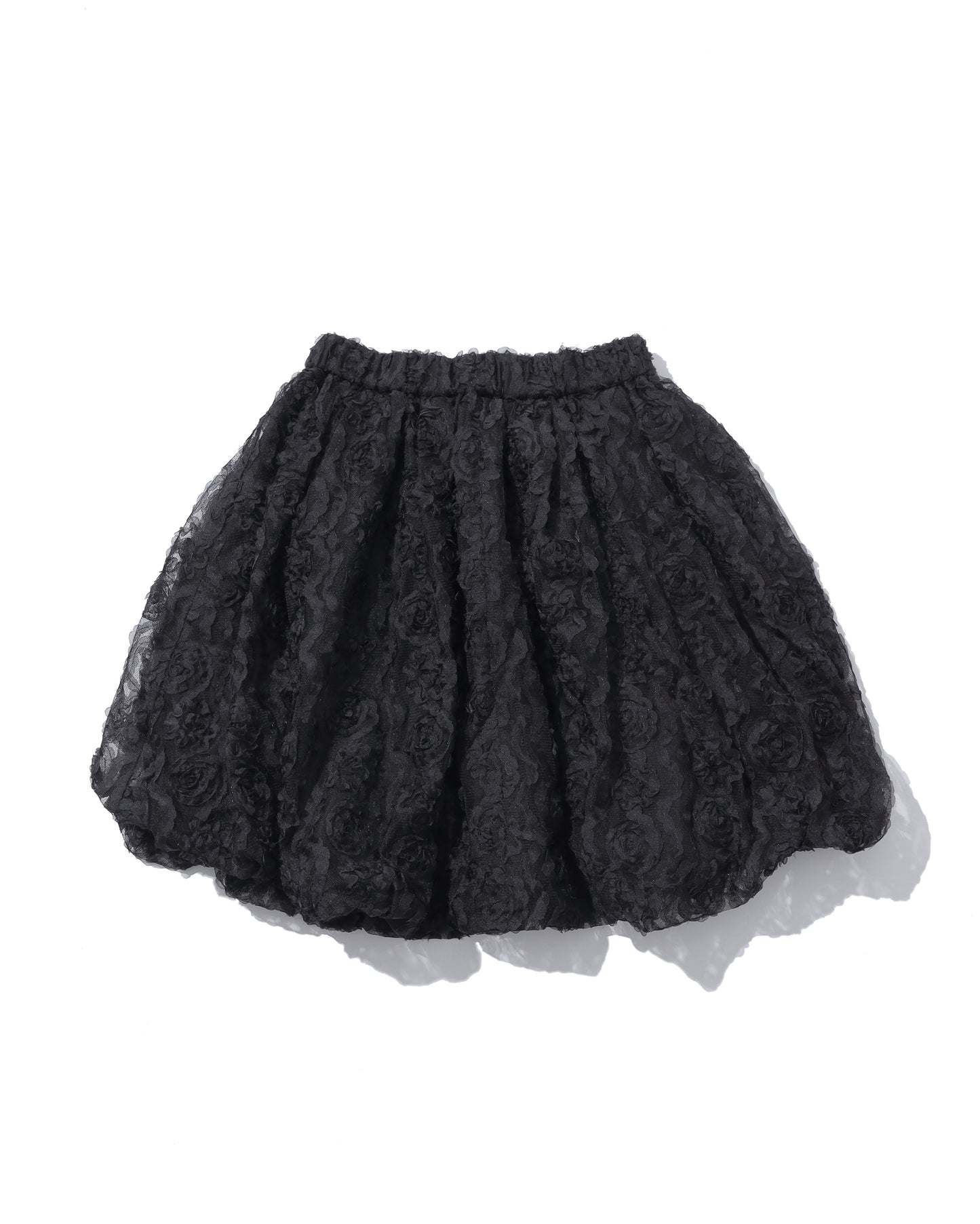 BLACK FLOWER TULLE BALLOON SKIRT
