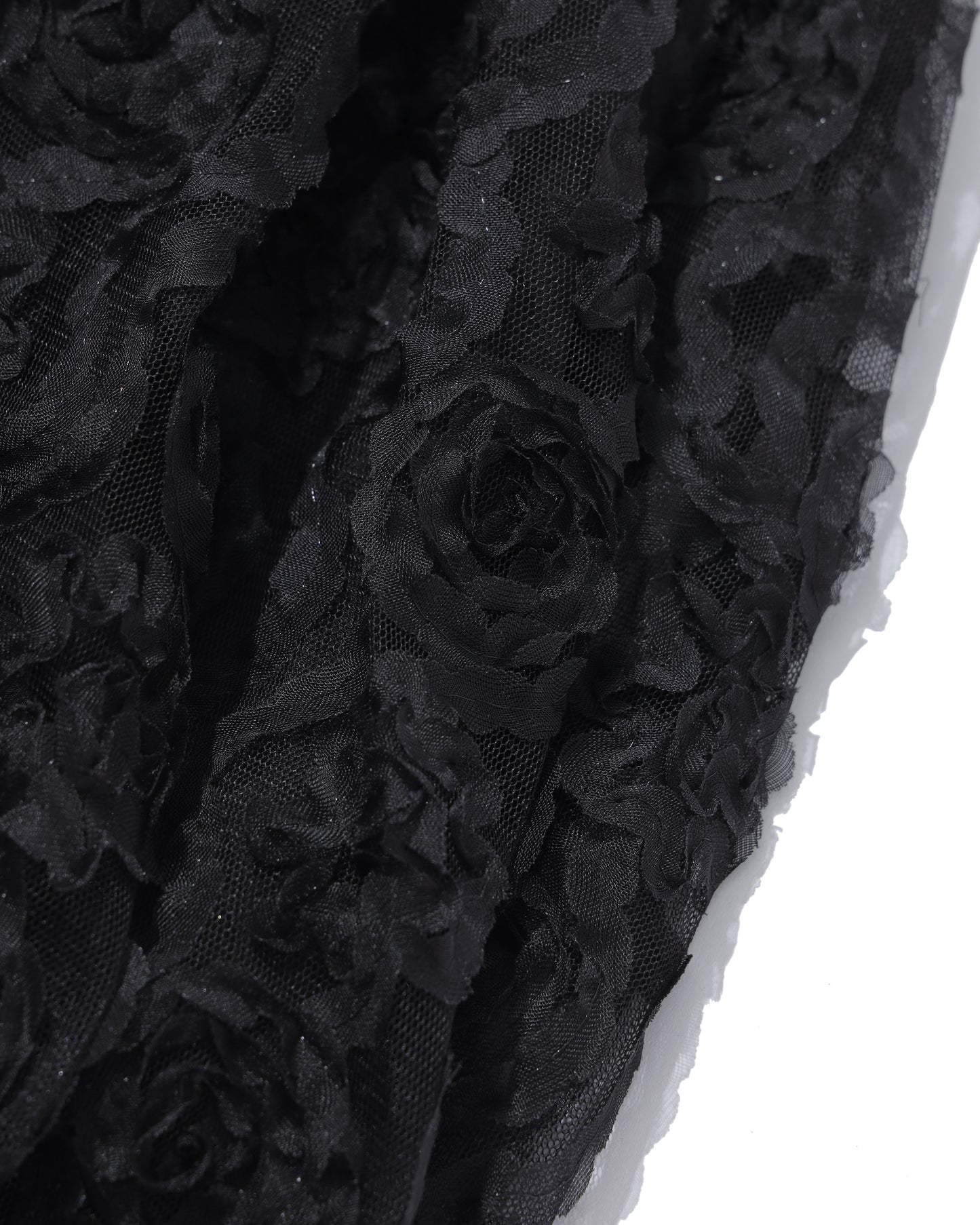 BLACK FLOWER TULLE BALLOON SKIRT