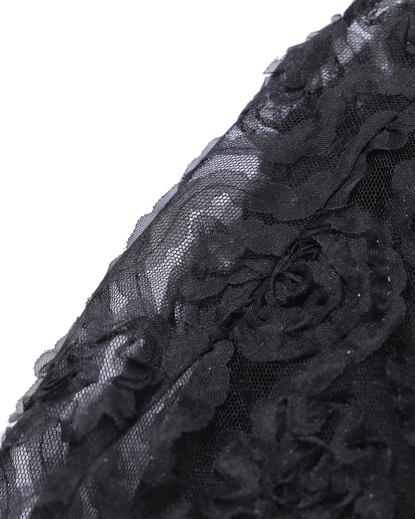 BLACK FLOWER TULLE BALLOON SKIRT