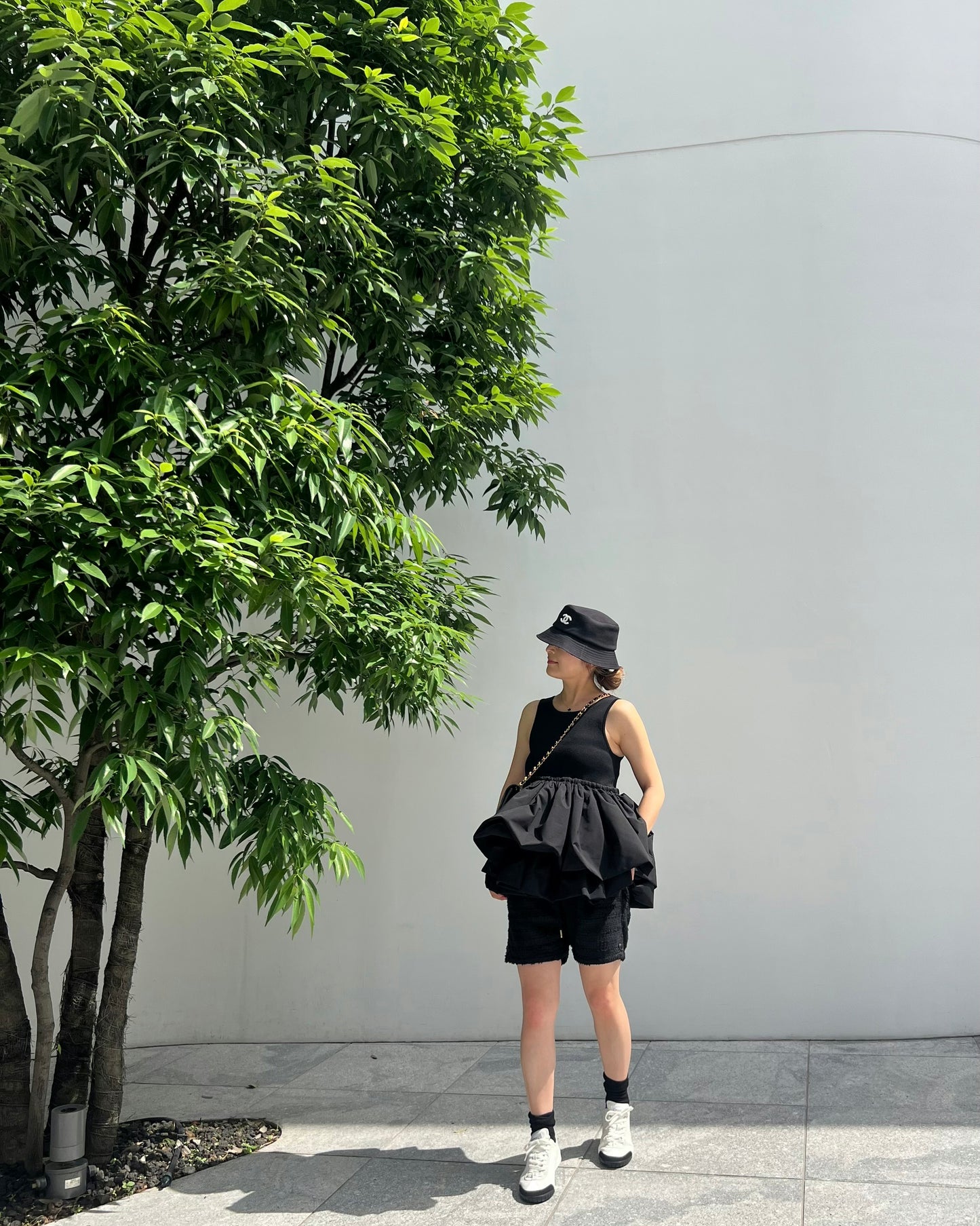 BLACK FRINGE TWEED SHORTS
