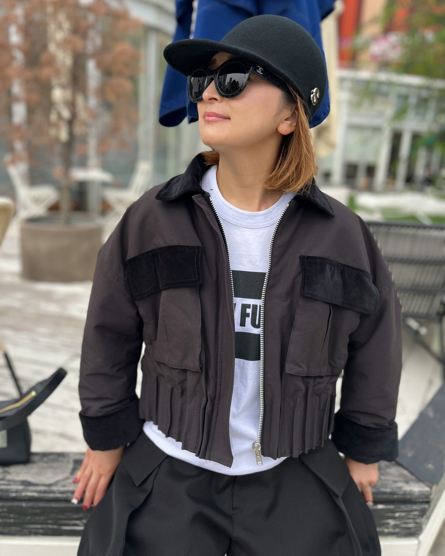 <予約アイテム> PLEATS ZIP-UP SHORT JACKET