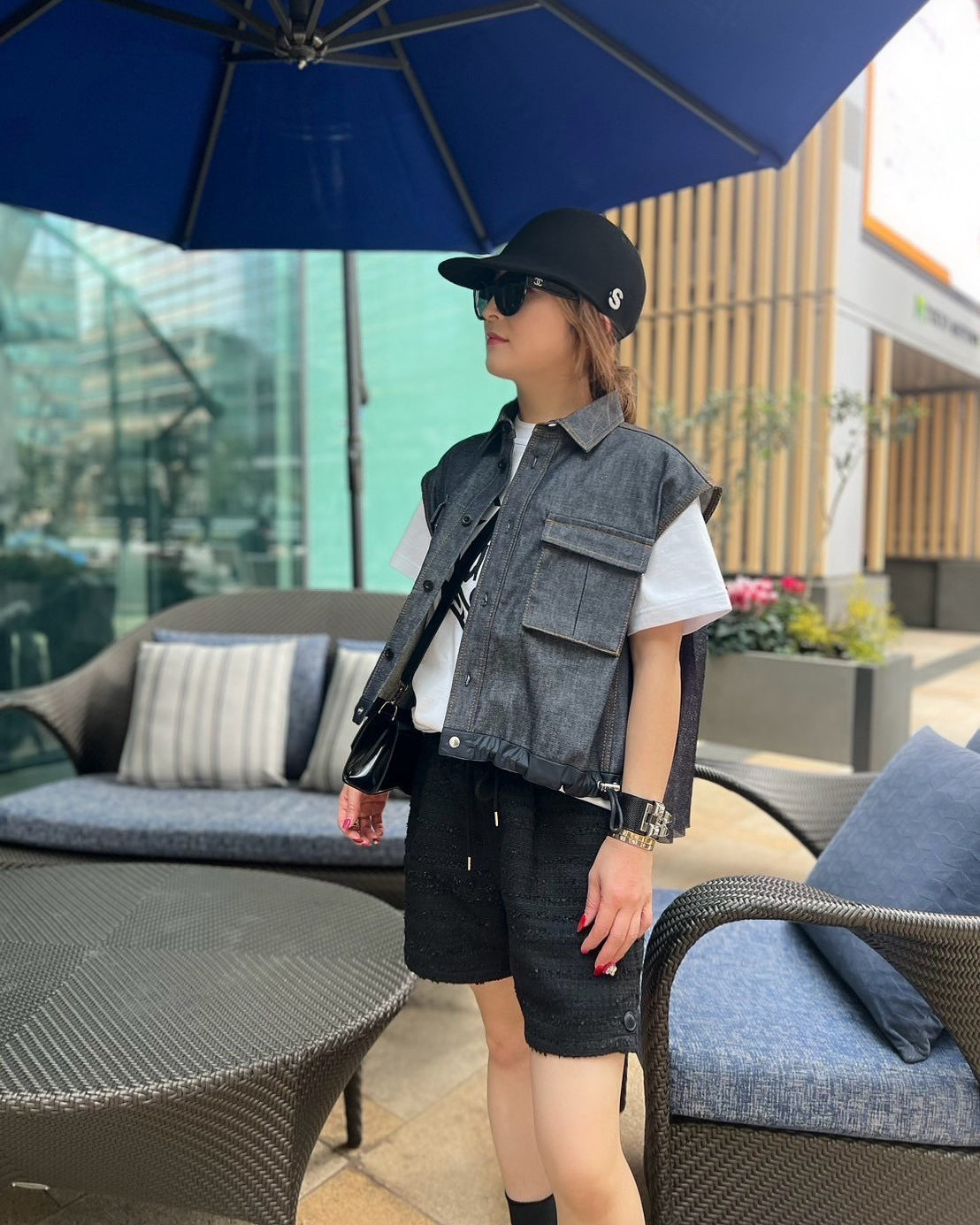 BLACK FRINGE TWEED SHORTS
