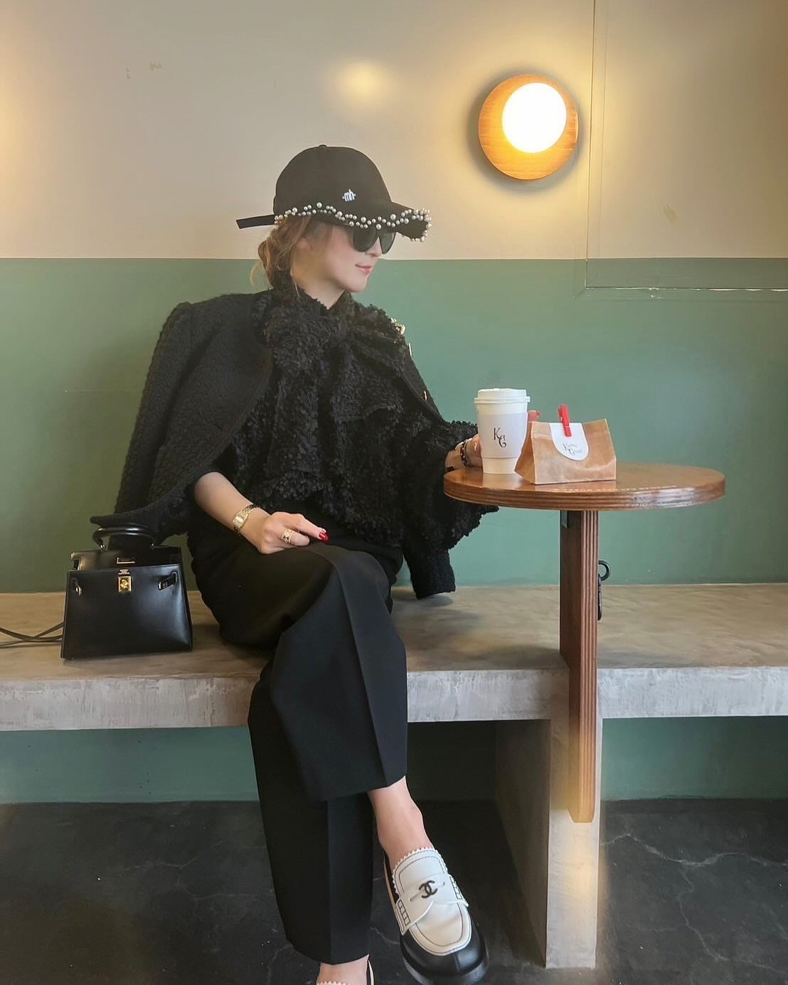 BLACK FLOWER TULLE BLOUSE