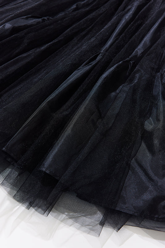 BLACK TULLE LONG SKIRT