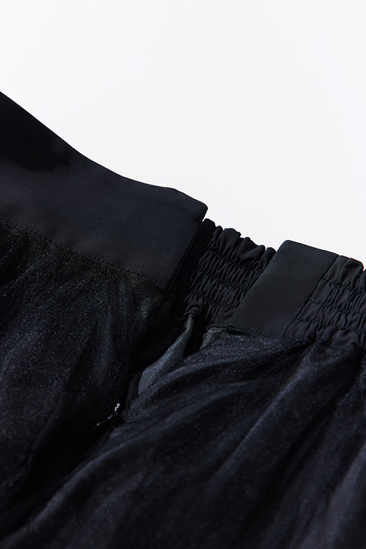 BLACK TULLE LONG SKIRT