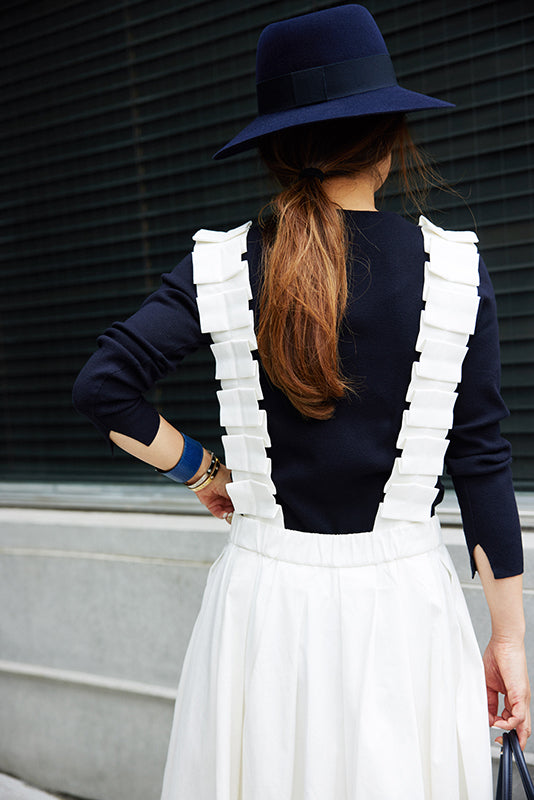 WHITE SALOPETTE SKIRT