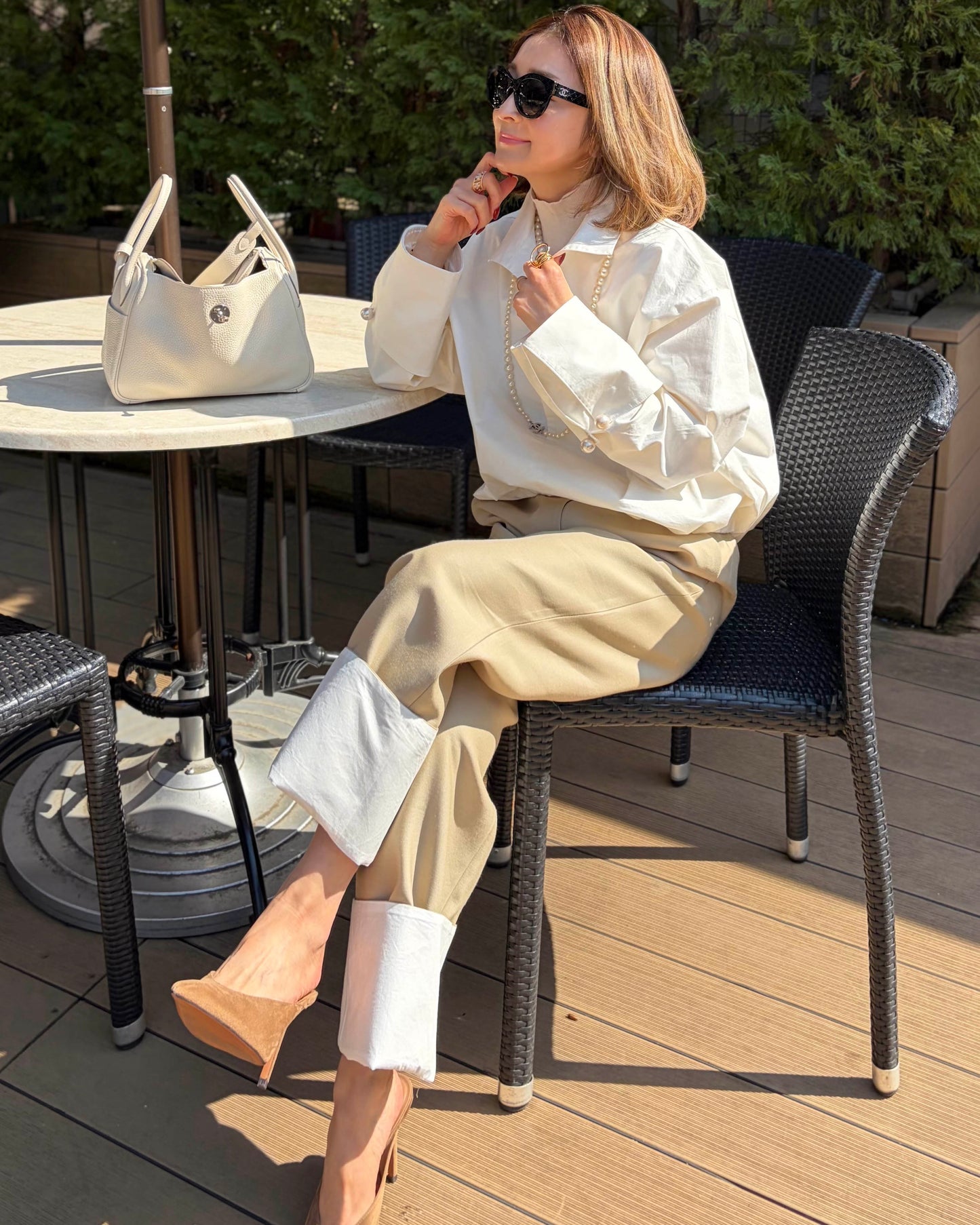 PEARL CUFFS BALLOON PULLOVER