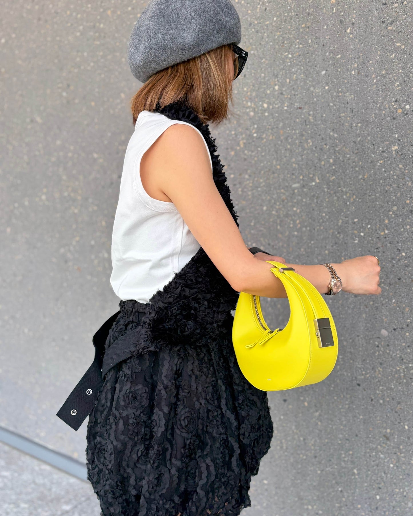BLACK FLOWER TULLE BALLOON SKIRT