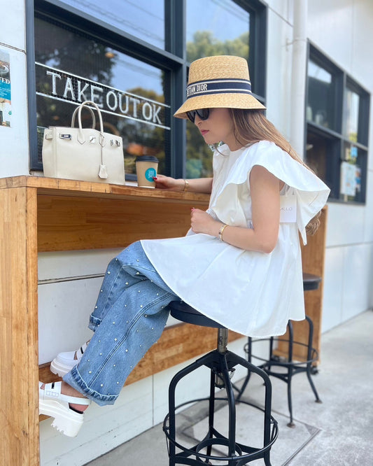 WHITE FRILL BLOUSE