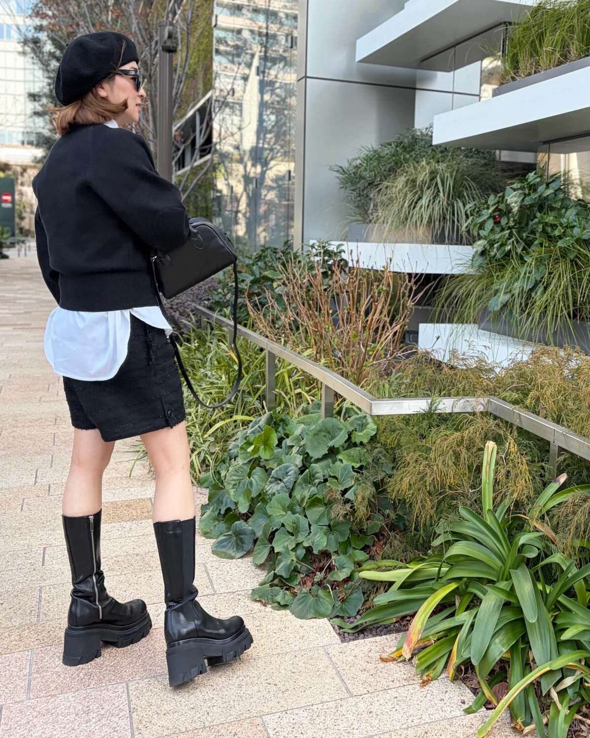 BLACK FRINGE TWEED SHORTS