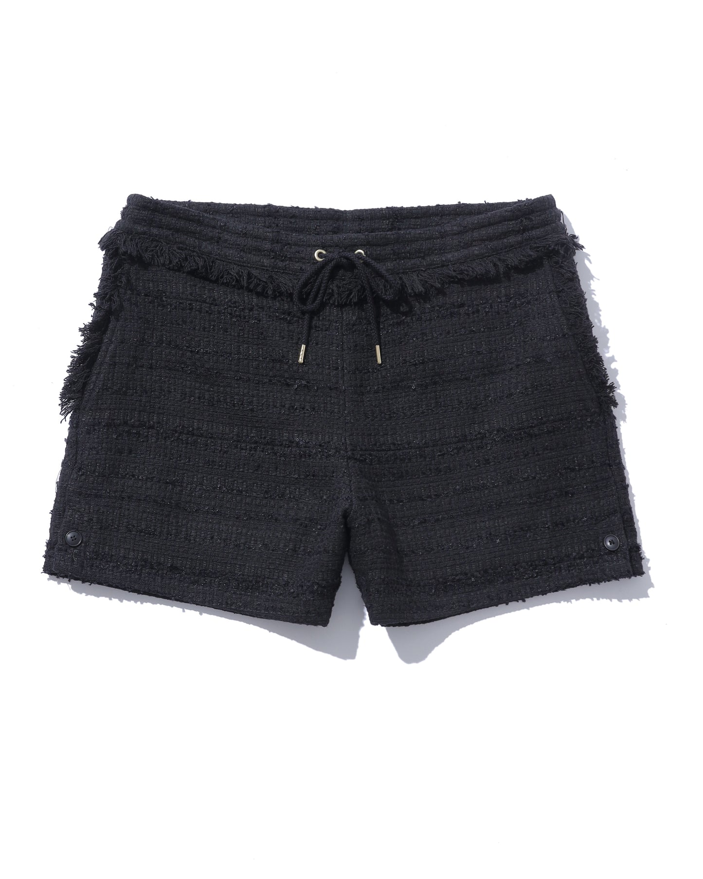 BLACK FRINGE TWEED SHORTS