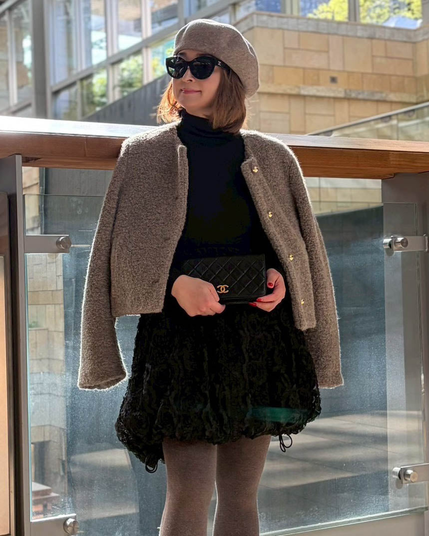BLACK FLOWER TULLE BALLOON SKIRT