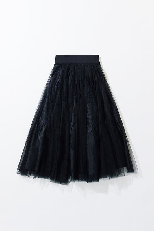 BLACK TULLE LONG SKIRT