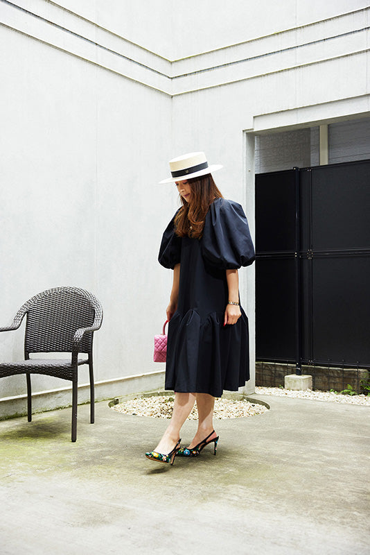 BLACK PUFF SLEEVE DRESS