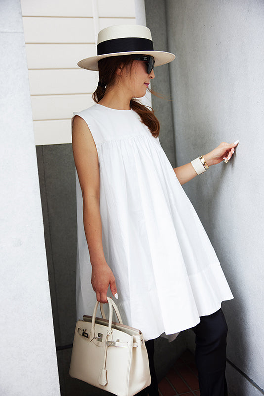 WHITE RIBBON LONG BLOUSE