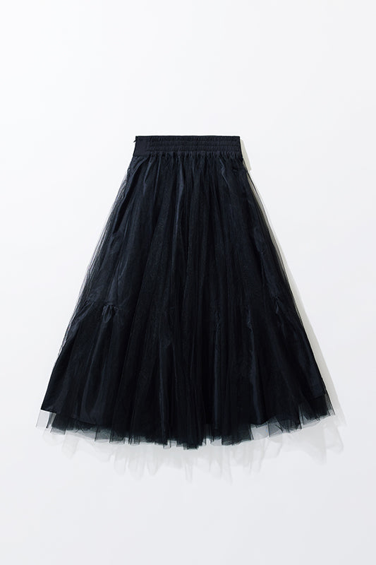 BLACK TULLE LONG SKIRT