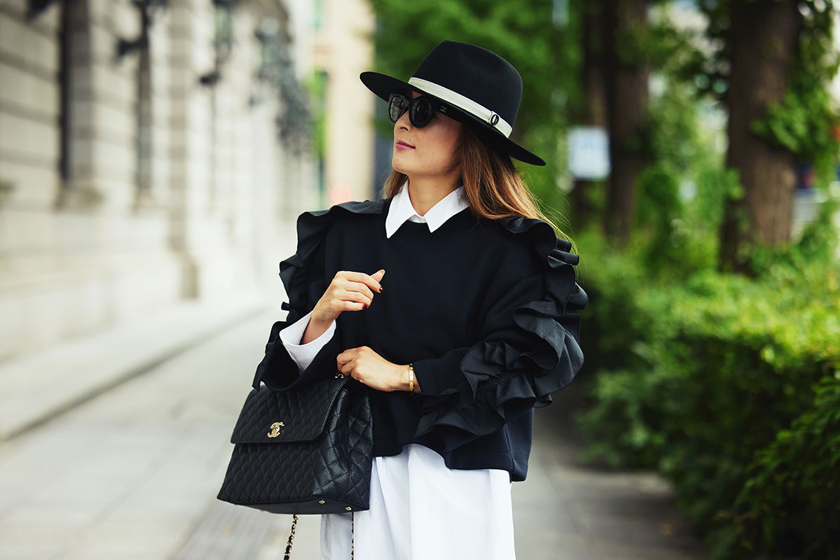 BLACK RUFFLE TOPS