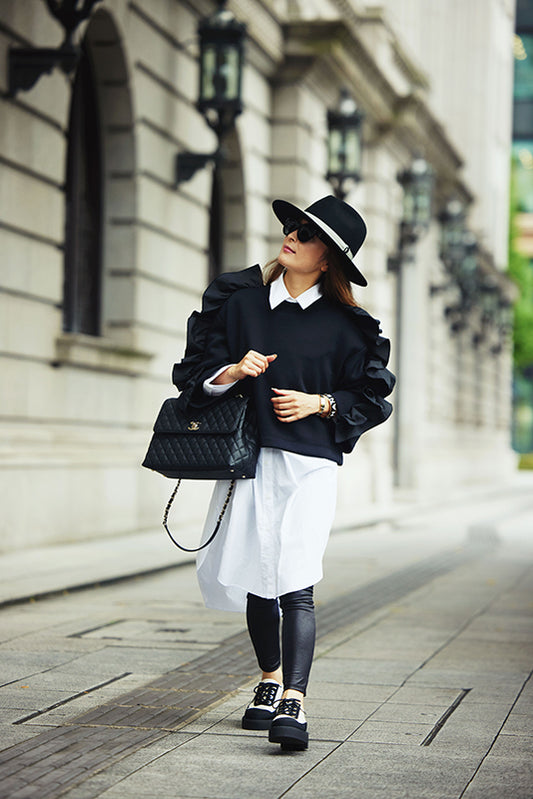 BLACK RUFFLE TOPS