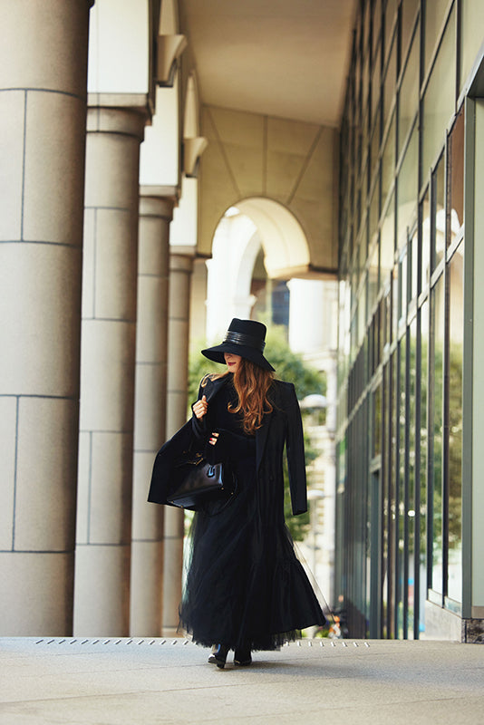 BLACK TULLE LONG SKIRT