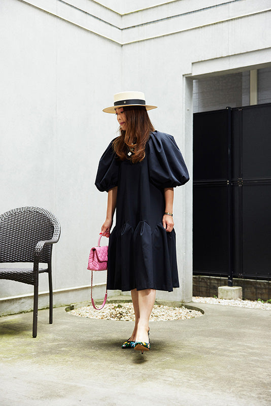 BLACK PUFF SLEEVE DRESS