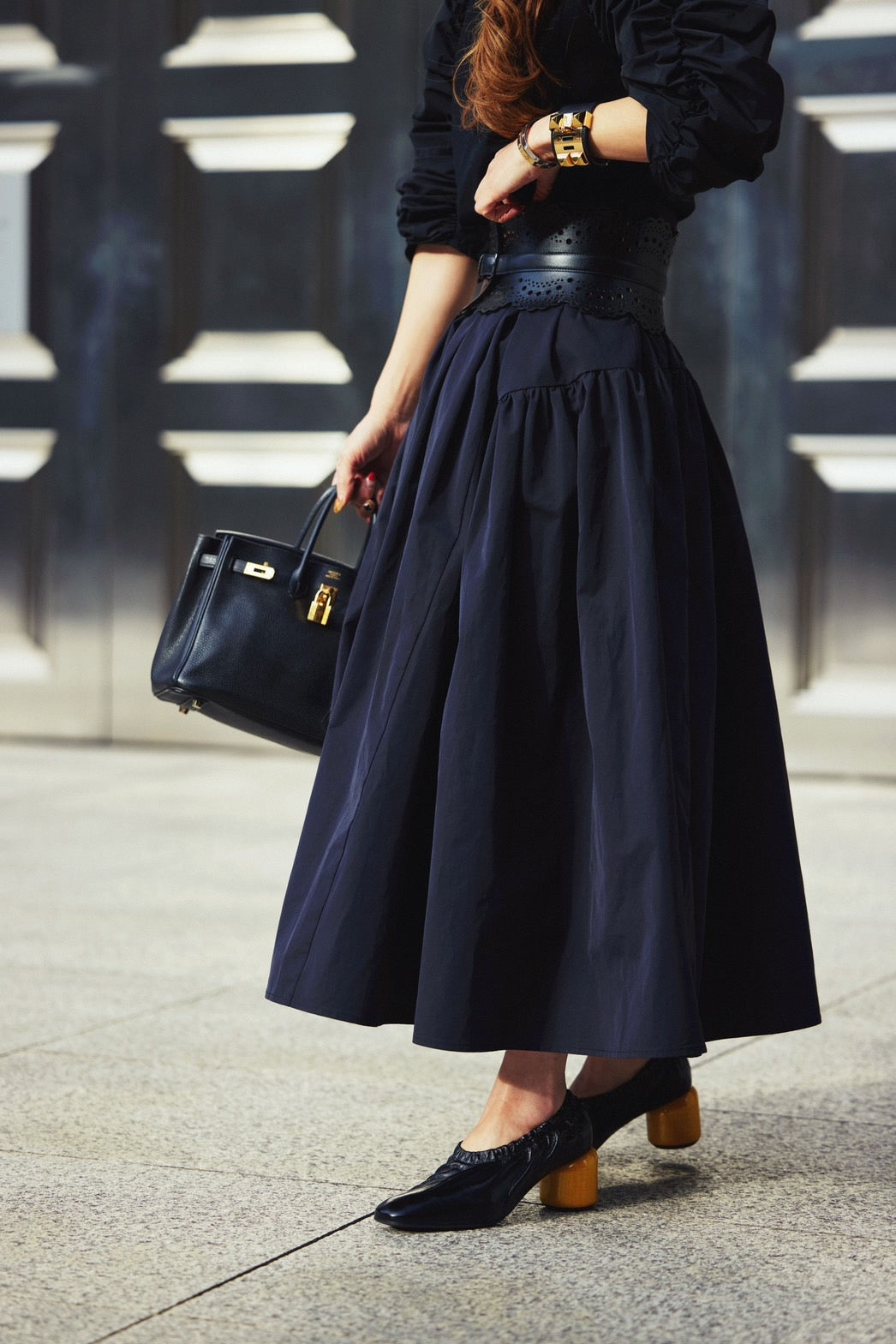 TAFFETA GATHER VOLUME SKIRT